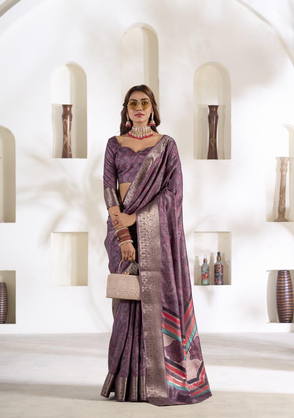 Purple Soft Dola Silk saree