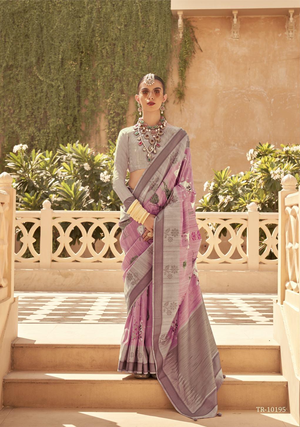 Pink color designer raw silk saree