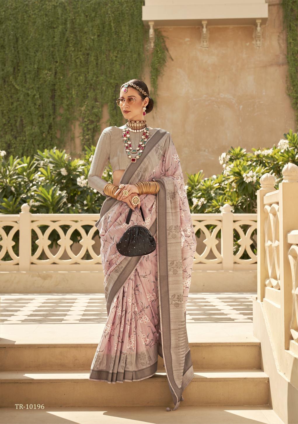 Blush Pink color designer raw silk saree - indosilk