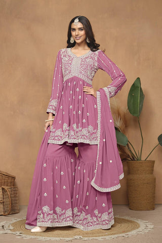 Pink georgette sharara suit