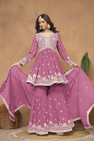 Pink georgette sharara suit