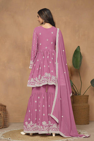 Pink georgette sharara suit