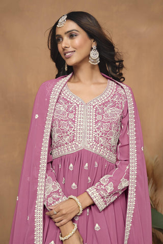 Pink georgette sharara suit