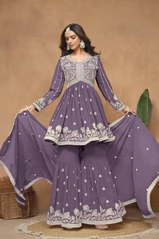 Purple georgette sharara suit