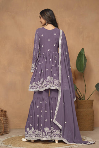 Purple georgette sharara suit