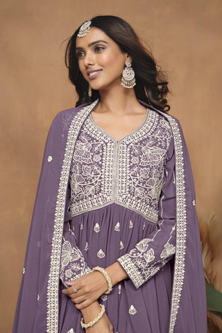 Purple georgette sharara suit