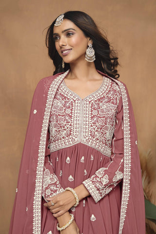 Rustic pink georgette sharara suit