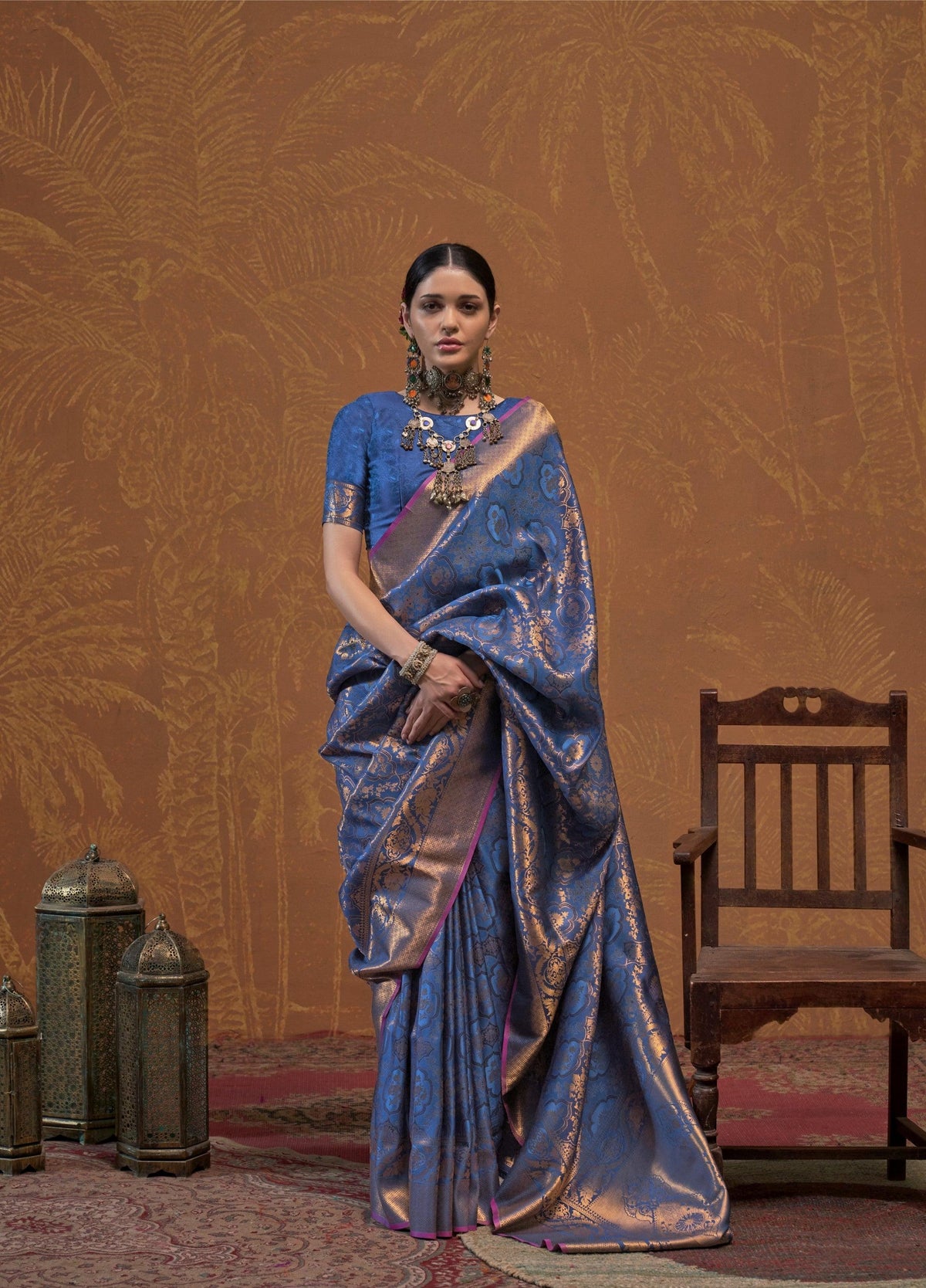 Banarasi Handloom Saree In Blue Color