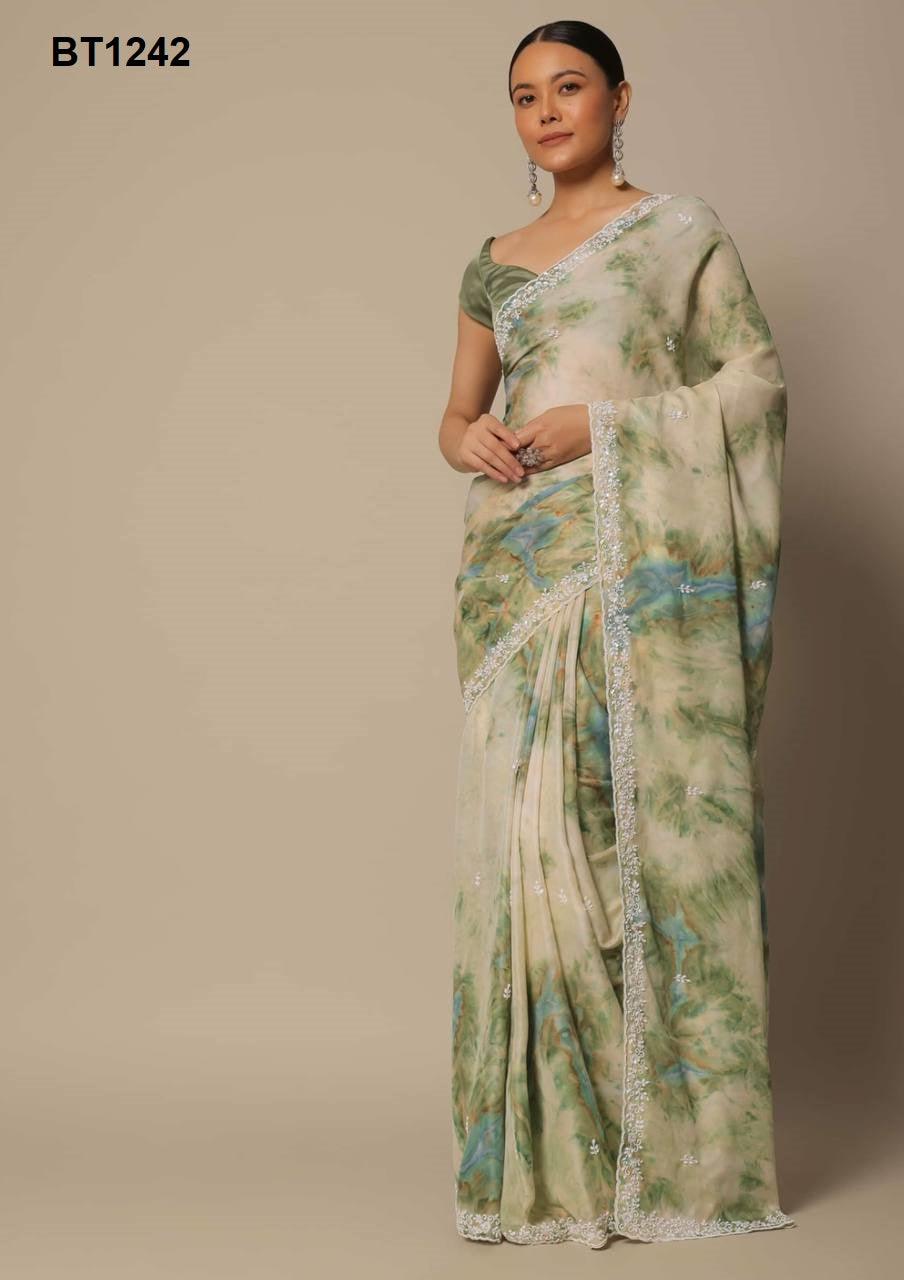 Digital Prints & Embroidery Codding & Sequins Work Saree