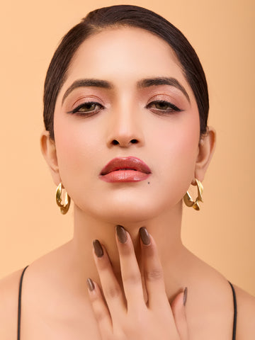 Elegant Gold-Plated Leaf Design Earrings – Anti-Tarnish Finish