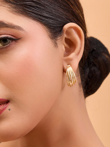 Gold-Plated Multi-Strand Earrings – Elegant Drop Design (Anti-Tarnish Finish)