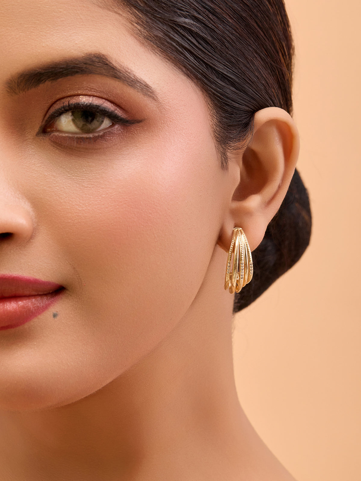 Gold-Plated Multi-Strand Earrings – Elegant Drop Design (Anti-Tarnish Finish)