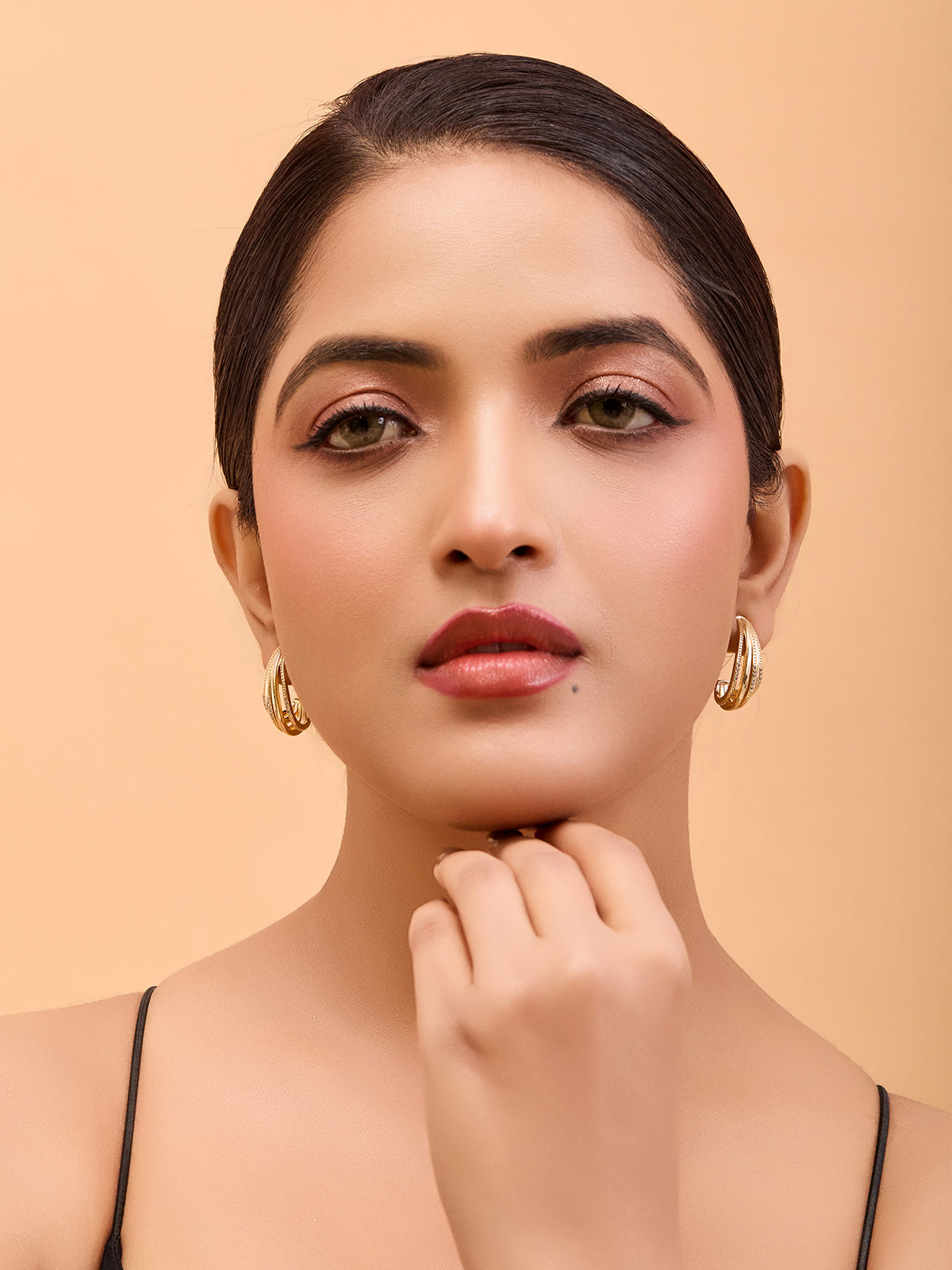 Gold-Plated Multi-Strand Earrings – Elegant Drop Design (Anti-Tarnish Finish)