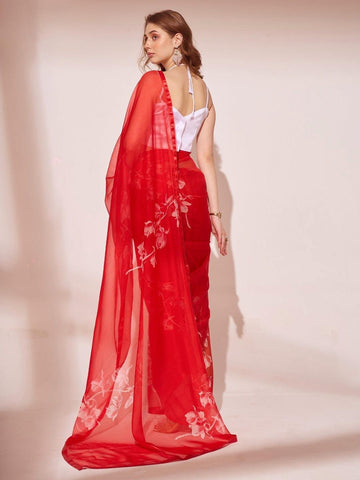 ORGANZA RED COLOR SAREE