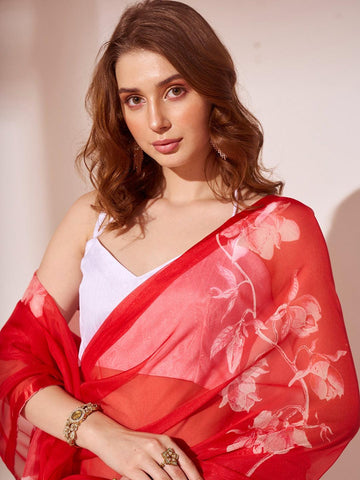 ORGANZA RED COLOR SAREE