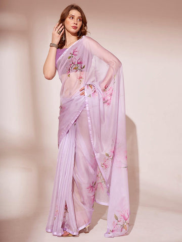 ORGANZA LAVENDER COLOR SAREE