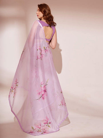 ORGANZA LAVENDER COLOR SAREE