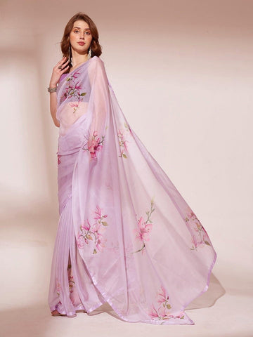 ORGANZA LAVENDER COLOR SAREE