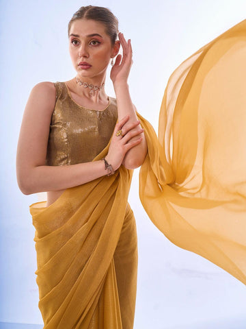 SITARA CHIFFON MUSTARD SAREE