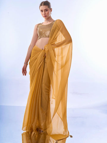 SITARA CHIFFON MUSTARD SAREE