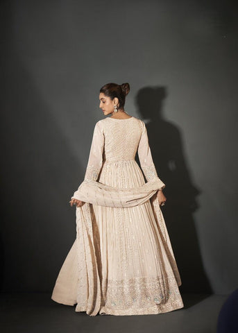 CREAM COLOR GEORGETTE ANARKALI SUIT