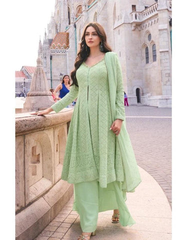 Green Color Georgette Plazzo Suit