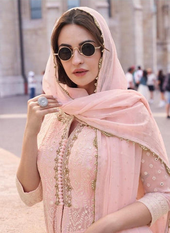 Pink Color Georgette Plazzo Suit