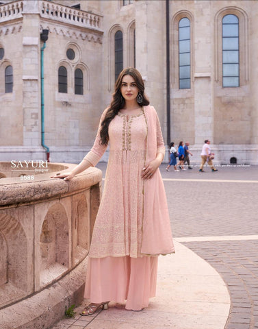 Pink Color Georgette Plazzo Suit