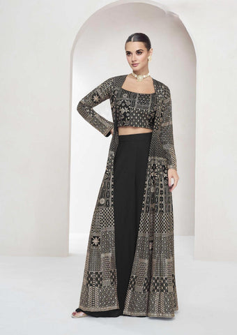 Black Color Georgette Plazzo Suit