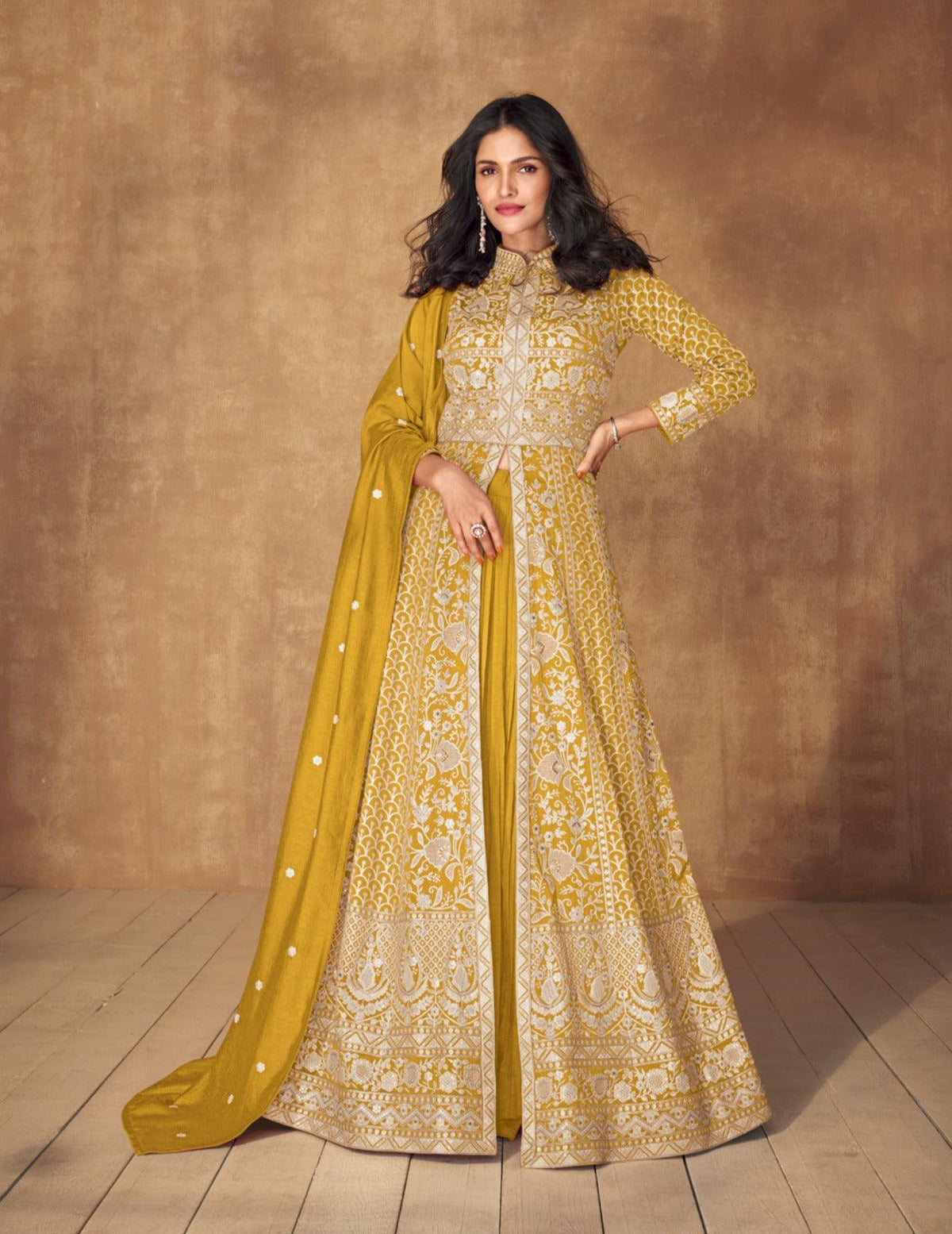 Yellow Color Premium Silk Designer Dress