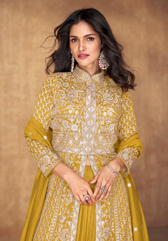 Yellow Color Premium Silk Designer Dress