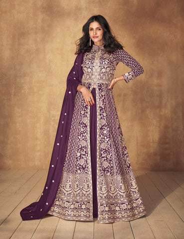 Purple Color Premium Silk Designer Dress