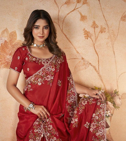 Red Color Upada Silk Saree