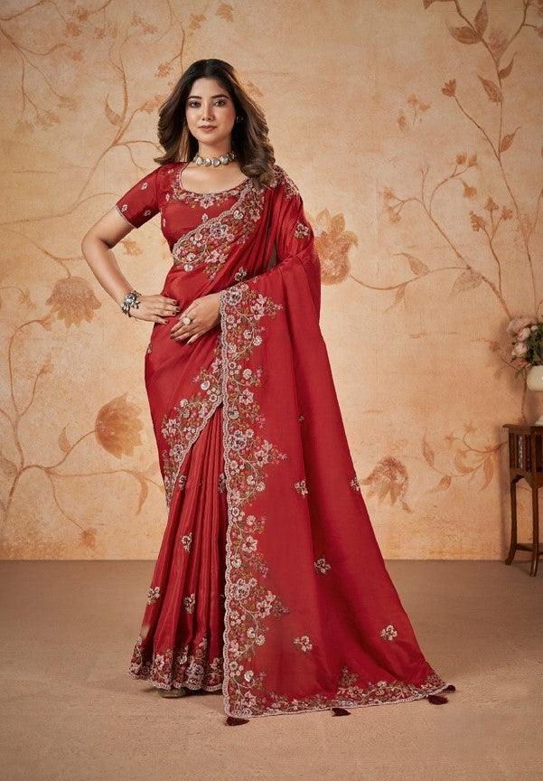 Red Color Upada Silk Saree