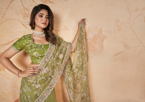 Green Color Net Saree