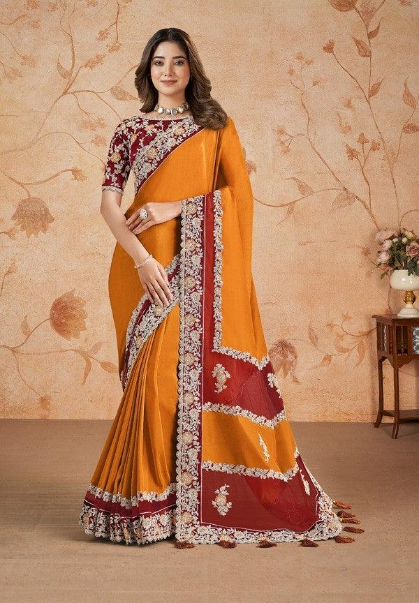 Orange Color Silk Georgette Saree