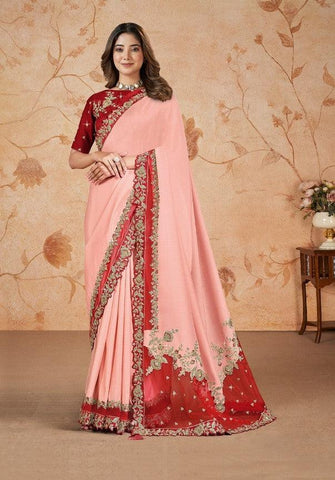 Pink Color Silk Georgette Saree