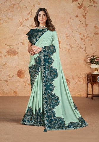 Blue Color Silk Georgette Saree