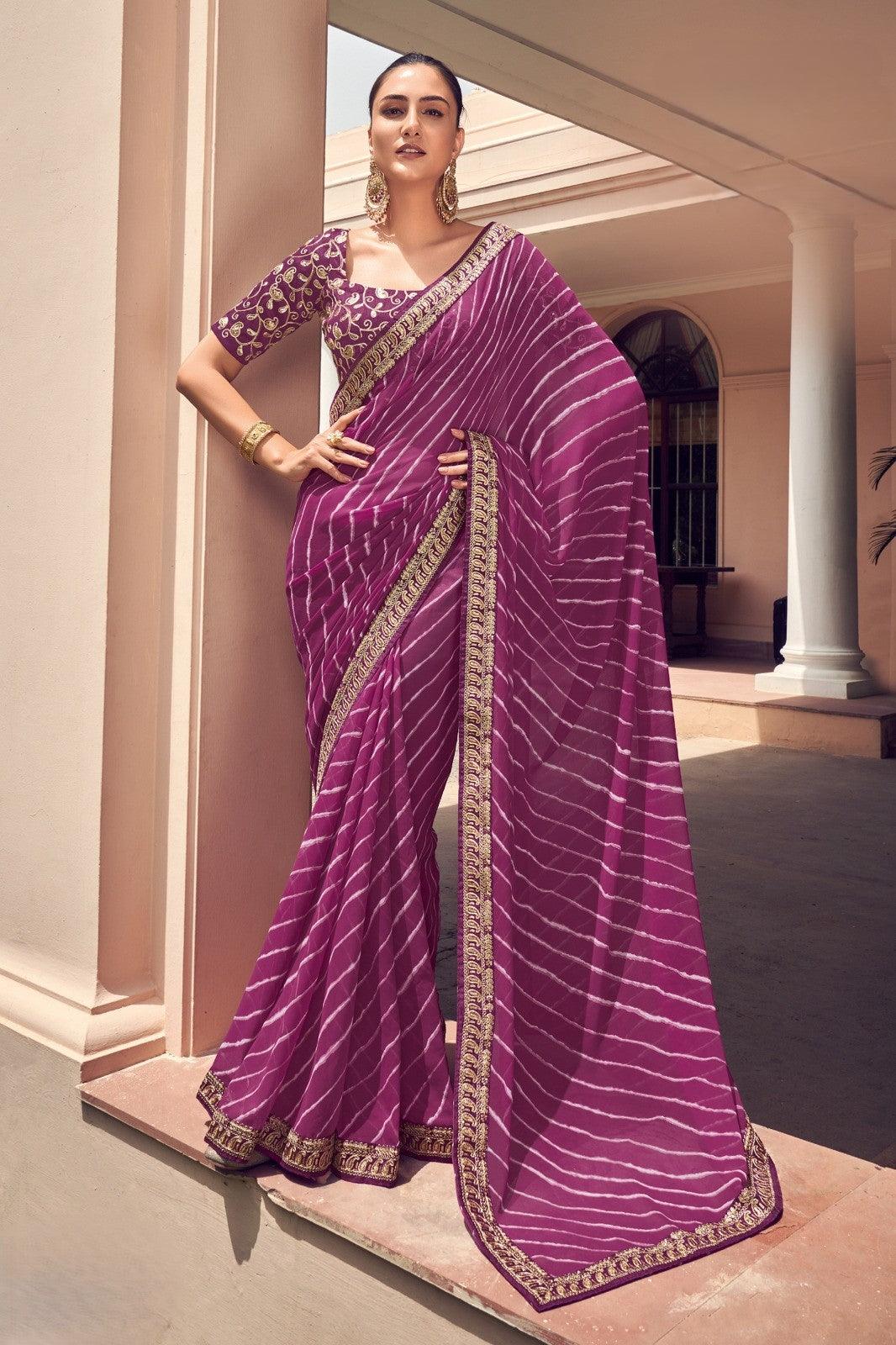 Purple Color Georgette Saree