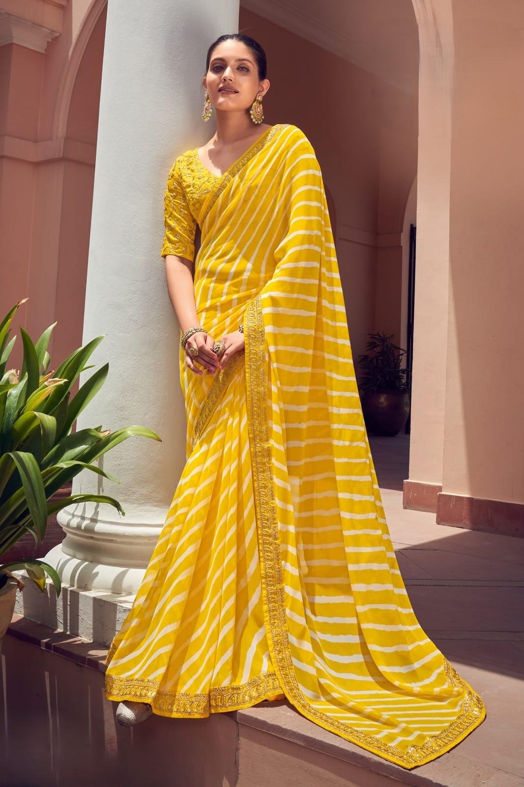 Yellow Color Georgette Saree