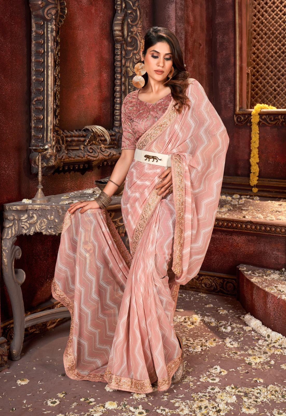 Dusty Pink Color Georgette Saree