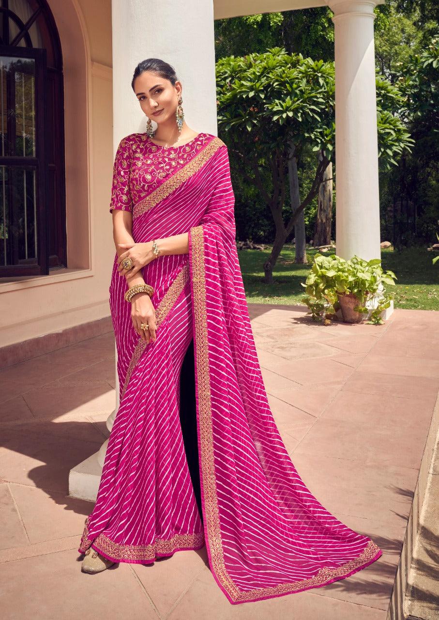 Magenta Pink Color Georgette Saree