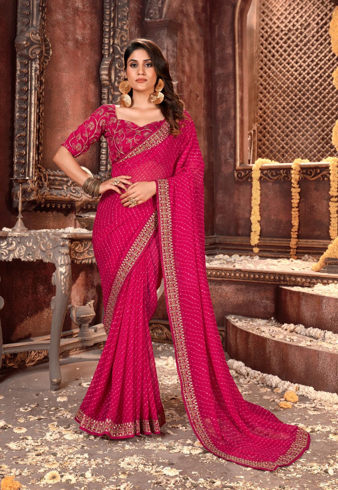 Rani Color Georgette Saree