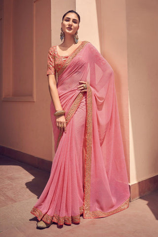 Pink Color Georgette Saree