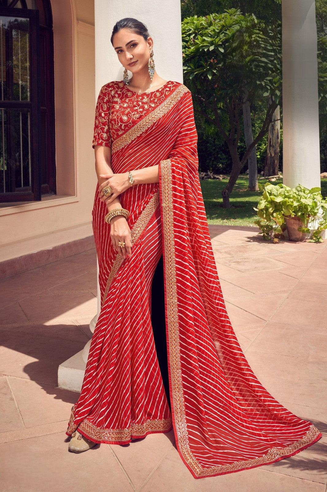 Red Color Georgette Saree