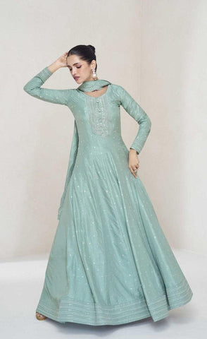 Pastel Blue Color Premium Silk Dress