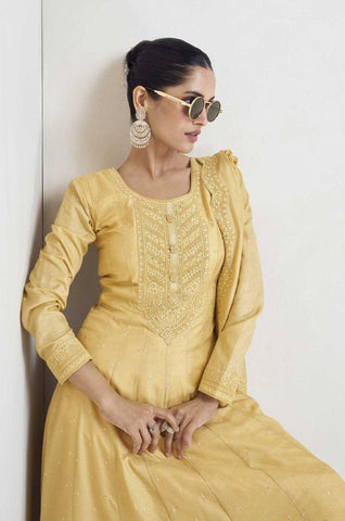 Yellow Color Premium Silk Dress