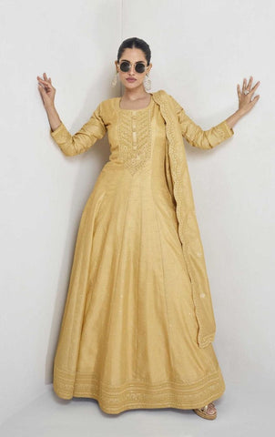 Yellow Color Premium Silk Dress