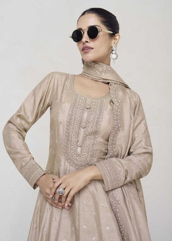 Beige Color Premium Silk Dress