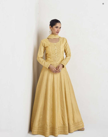 Yellow Color Premium Silk Dress